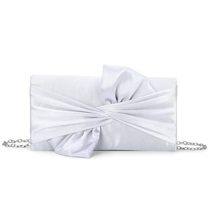 Елегантні атласні клатчі Fecialy для жінок, вечірня сумка з бантом, офіційні, для весільних вечірок та вечірок, сріблясте