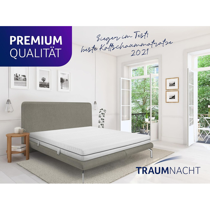 Матрац Traumnacht Comfort 7-Zone 2-в-1 Duo Cold Foam, переможець тесту Stiftung Warentest 03/2021, сертифікований ko-Tex, 140 x 200 см, розроблений у Німеччині