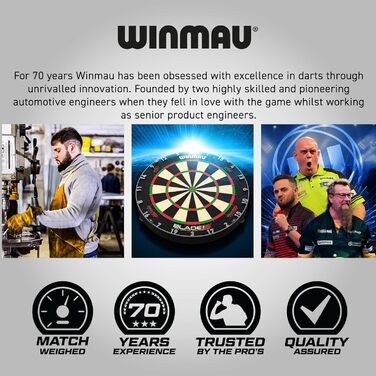 Дартс WINMAU Майкл MvG Ван Гервен проти Саймона Чарівника Вітлока Подвійний набір Набір дротиків зі сталевим наконечником, латунь, 22 г, з льотками та древками