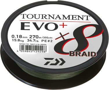 Волосінь Daiwa Tournament x8 Braid EVO, 270 м, темно-зелена, плетена