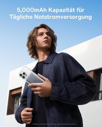 Портативний зовнішній акумулятор Baseus Picogo AM41, ультратонкий зовнішній акумулятор MagSafe ємністю 5000 мАг, швидка зарядка PD 20 Вт, бездротовий, магнітний, з кабелем USB-C для iPhone 17/16/15/14/13/12, колір космічний сірий, 5000 мАг