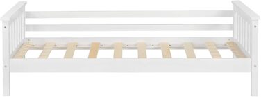 Дитяче ліжко Nuuk з місцем для зберігання 70x140 см, дитяче ліжко до 50 кг з рейковою основою, двоярусне ліжко, соснова деревина, білий колір, 70x140 см