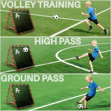 Двостороння сітка для відскоку, тренувальне обладнання для футбольних воріт, 100/120/180 см, регульована мішень для відскоку футбольних воріт для дитячих ігор, навчальне та тренувальне обладнання, регульовані портативні спортивні сітки для саду, червоні, 