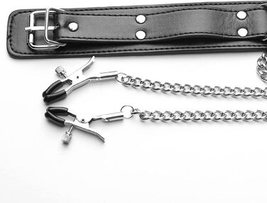 Набір BDSMYEE для стимуляції грудей та клітора, регульовані магнітні кліпси для сосків з шкіряною ланцюжковою підвіскою
