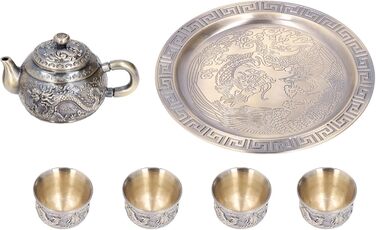 Турецький вінтажний чайний сервіз вишукана металева чайничка з розкішним рельєфним візерунком, мініатюрні чашки та блюдця для декору столу