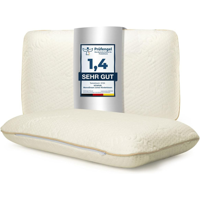 Дитяча подушка VITAPUR MemoDream Junior, піна з пам'яттю, гіпоалергенна, м'яка, можна прати, kotex-100, від 3 років, 30 х 50 х 9 с