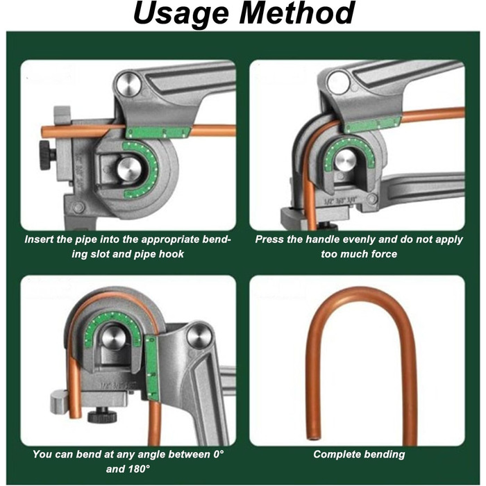 Трубогиб 3 в 1, мідний трубогиб на 180 градусів 1/4 3/8 1/2 дюйма, мідно-алюмінієвий трубогиб з зовнішнім діаметром для ремонту холодильних установок ОВіК