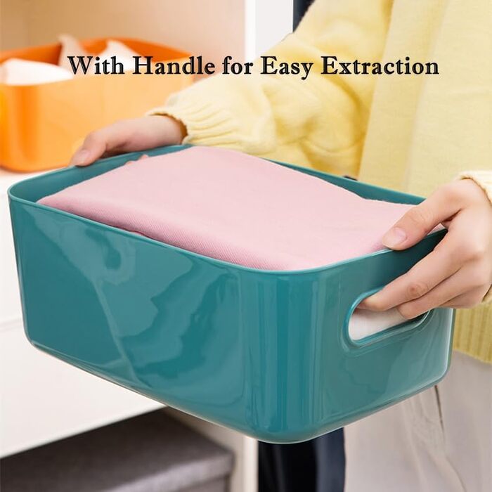 Великих пластикових коробок для зберігання з ручками, 302012 см, органайзер для ванної/кухонної шафи, кошик/коробка для зберігання на кухню, ванну кімнату, іграшки, зелений 302012 см/7 шт. у упаковці, 7