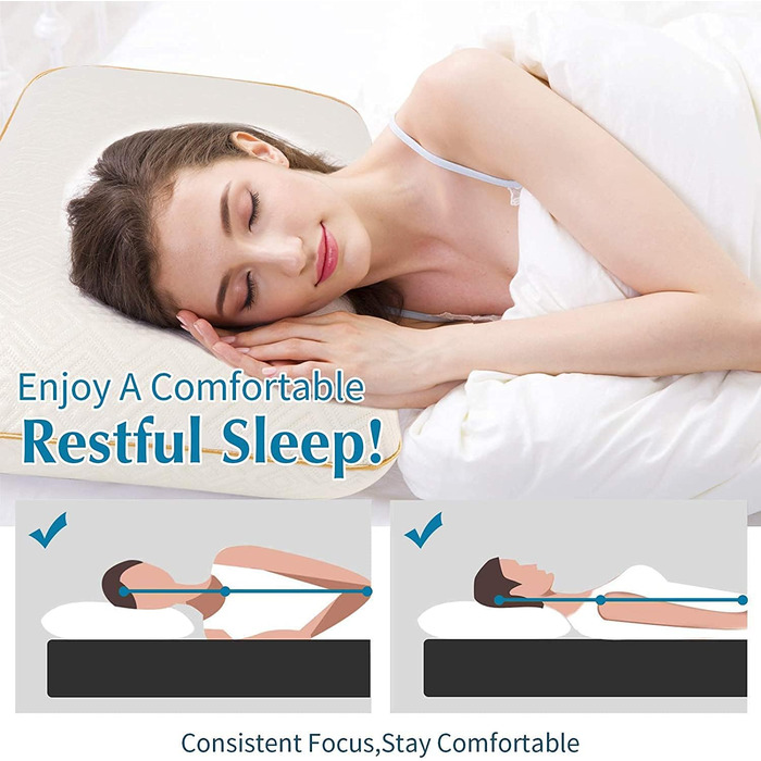 Подушка Fityou з піни з ефектом пам&39яті, подушка для шиї, ергономічна подушка для сну, знімна та пральна наволочка, для тих, хто спить на боці, на спині, схильна до злипання, (67,5x40x13 см) рожеве золото 67,5x40x13 см