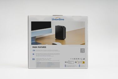 Зовнішній жорсткий диск UnionSine 10TB Настільний диск, 3.5-дюймовий USB 3.0 Резервне копіювання HDD портативний для ПК, Mac, телевізора, PS4, чорний HD3510