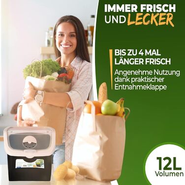 Набір із 2 контейнерів для зберігання картоплі STAHLMANN, контейнер для картоплі з клапаном, ідеально підходить для зберігання цибулі без проростання, контейнер для картоплі для організованої кухні, контейнер для овочів 12 л