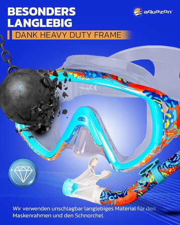 Надзвичайно зручний дитячий комплект для підводного плавання, маска для дайвінгу з надм&39яким силіконом, 7-14 років, кришталево чистий вид крізь загартоване скло Coral