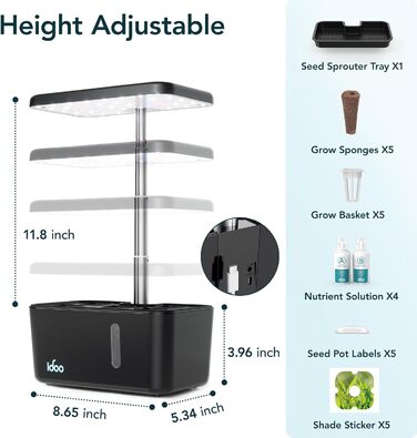 Системи гідропонічного вирощування iDOO з лотком для пророщування, набір для пророщування в саду з насосом, світлодіодне освітлення з автоматичним таймером, набір для проростання рослин до 11,81 футів, подарунки для гідрофонічної сівалки для всіх