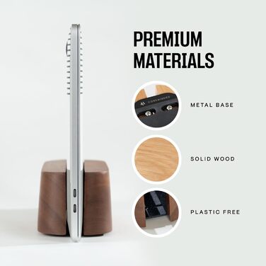 Регульована вертикальна підставка для ноутбука на стіл, деревний тримач для ноутбука, підставка для MacBook Pro, деревна док-станція для Mac Air (масив дуба) масив дуба