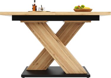 Розсувний дерев&39яний обідній стіл, кухонний стіл 120/160x80x75см, розсувний обідній стіл на 4-6 осіб, опора з алюмінієвого сплаву, розсувний обідній стіл (квадратний, дерево A) Деревина A квадратна