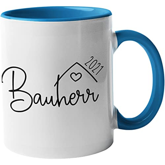 Кухоль для домовласників 2025, 2026, власний будинок, церемонія завершення будівництва, заселення, будівельний майданчик, день народження, будинок мрії, будівництво будинку, новий дім, ідея подарунка, подарунок для чоловіків, жінок (чоловік, синій)