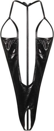 Жіноча сексуальна білизна, нічна сорочка, мокрий плюшевий комбінезон, відкрита білизна з глибоким V-подібним вирізом, без рукавів, з відкритою спинкою, боді-стрічка, чорний, F