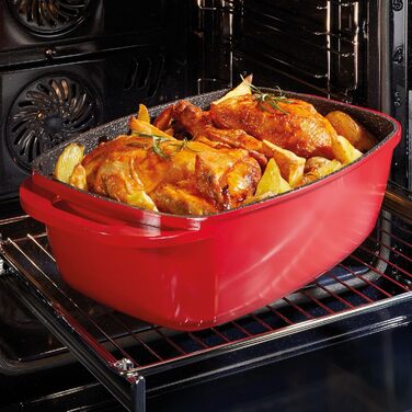 Лита алюмінієва жаровня з кришкою 43x26 см, 7,8 л Індукційна духовка безпечна для всіх типів плит, кришку можна використовувати як