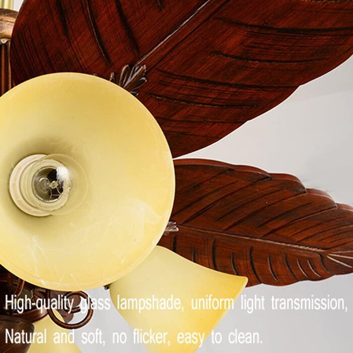 Стельовий вентилятор FAZRPIP низькопрофільний і легкий, 5 лопатей вентилятора з масиву дерева, стельові світильники з підсвічуванн