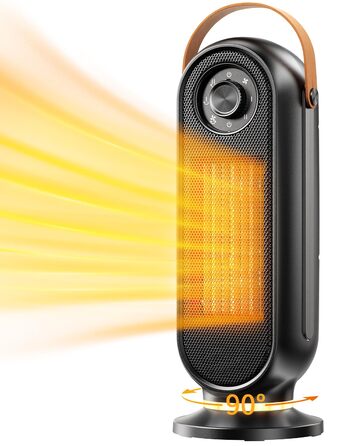 Обігрівач для приміщень чорного кольору, портативний електричний обігрівач для офісу, швидконагрівальний обігрівач потужністю 1500 Вт з термостатом, ультратихий обігрівач для спальні, чорний поворотний перемикач
