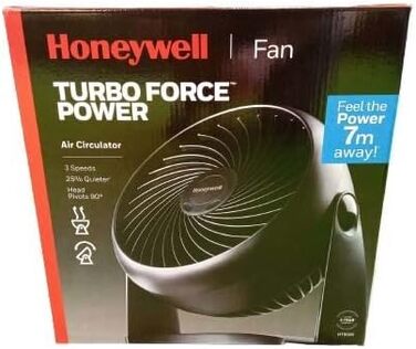 Турбовентилятор Honeywell TurboForce (низький рівень шуму охолодження, регульований кут нахилу до 90, 3 налаштування швидкості, настінний, настільний вентилятор) HT900E, чорний