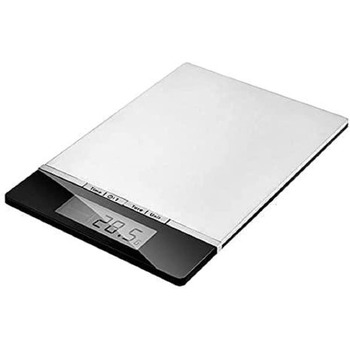 Високоточні цифрові кухонні ваги з нержавіючої сталі, вага до 5 кг, дискретність 1 г, з індикацією кімнатної температури та часу,
