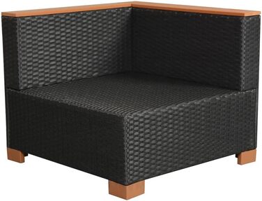 Диван садовий 8 шт. Poly Rattan Black Seating Group Lounge Garden Set Диван 3 шт. кутовий 3 шт. середня частина підставка для ніг стіл