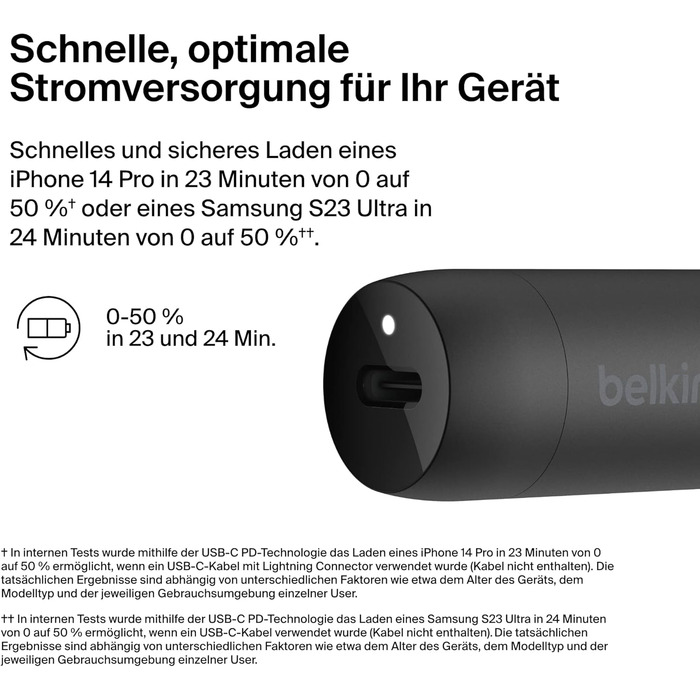 Автомобільний зарядний пристрій Belkin BoostCharge 30 Вт, USB-прикурювач, компактна модель з портом живлення USB-C, сумісний з iPh