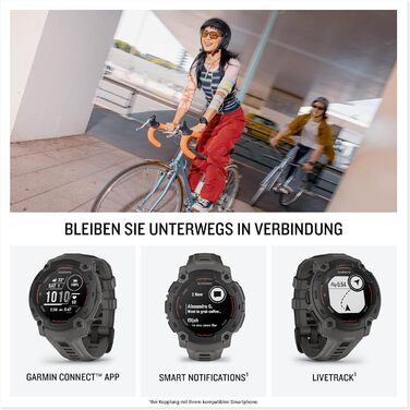 Годинник для різних видів спорту, дисплей 0.9 дюйма, до 16 днів роботи від акумулятора, понад 60 спортивних програм, тренер, прийом кількох супутників, сповіщення, чорний, 45 мм Instinct E, 45mm GPS-