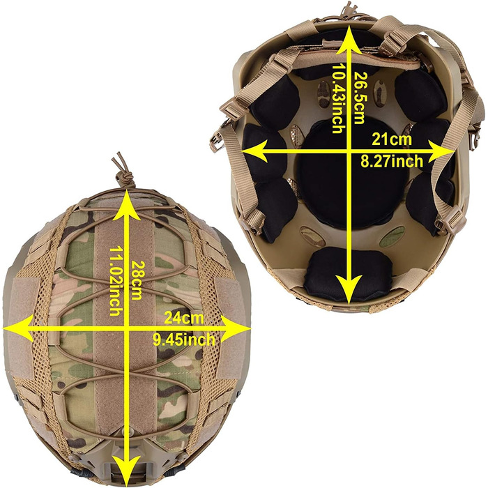 Тактичний шолом для пейнтболу з пневматичною зброєю та швидким захватом з чохлом, боковими рейками та кріпленням для ПНВ, використовується для спорту на свіжому повітрі, полювання та стрільби, захисне спорядження TAN 22&39-26&39