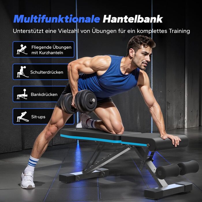 Складана силова лава MERACH, вантажопідйомність 450 кг, багатофункціональна тренувальна лава з 72 положеннями регулювання, регульований кут нахилу для тренувань усього тіла, домашня фітнес-лава, чорна