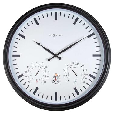 Настінний годинник NeXtime 4306ZW, пластик, чорний, 50.8 см