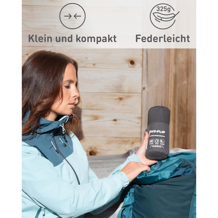 Підкладка для спального мішка Fit-Flip з бавовни або мікрофібри - надлегкий внутрішній спальний мішок - тонкий дорожній спальний мішок - компактний, маленький та шовковисто-м&39який - підкладка для спального мішка з кишенею для подушки, бавовна, темно-сір