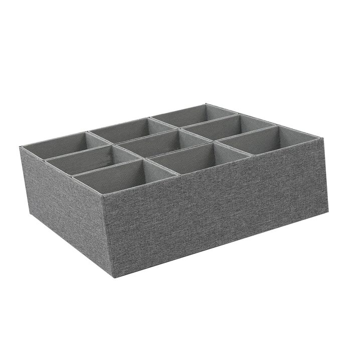 Органайзер для краваток, складний нетканий органайзер з 9 відділеннями для ременів, краваток, шкарпеток, спідньої білизни в шафі (СІРИЙ)