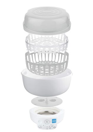 Стерилізатор MAM 6 в 1 та експрес-підігрівач дитячого харчування, підігрівач пляшечок, включаючи 1 пляшечку MAM Easy Start Anti-Co