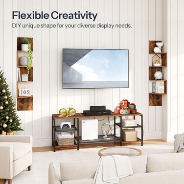 Настінна полиця HOOBRO, комплект із 2 предметів, кутова полиця, плаваюча полиця, 4-ярусна полиця, унікальний зигзагоподібний дизайн, компактна, для вітальні, спальні, їдальні, ретро-коричневий EBF25BJP201 темно-коричневий чорний 20 x 20 x 105 см