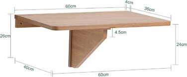 Настінний розкладний стіл SoBuy, розкладний обідній стіл, компактний кухонний стіл, компактний дизайн, розкладний стіл для невеликих приміщень, настінний стіл, 60x40 см, вінтажний FWT03-PF