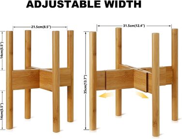 Підставка для рослин, регульована підставка для квіткових горщиків, дерев&39яна підставка для квіткових горщиків, підставка для горщиків для використання в приміщенні та на вулиці, для горщиків діаметром до 21,5-31,5 см, 1 упаковка (горщик не входить до к