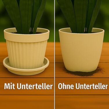 Набір із 5 блюдець для квіткових горщиків для дому та саду, пластикові, блюдця для рослин для використання в приміщенні та на вулиці, блюдця для рослинних горщиків, різні розміри та кольори (бежевий, 32 см зовнішній / 25 см внутрішній) 32 см бежевий