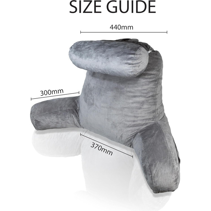 Подушка для читання Aidapt XL зі знімним підголівником, підлокітниками, поперековою опорою, чохлом, який можна прати, 2 кишенями, ручкою для перенесення, подрібненим пінополіуретаном, ідеально підходить для ліжка, ігор, перегляду телевізора або відпочинку