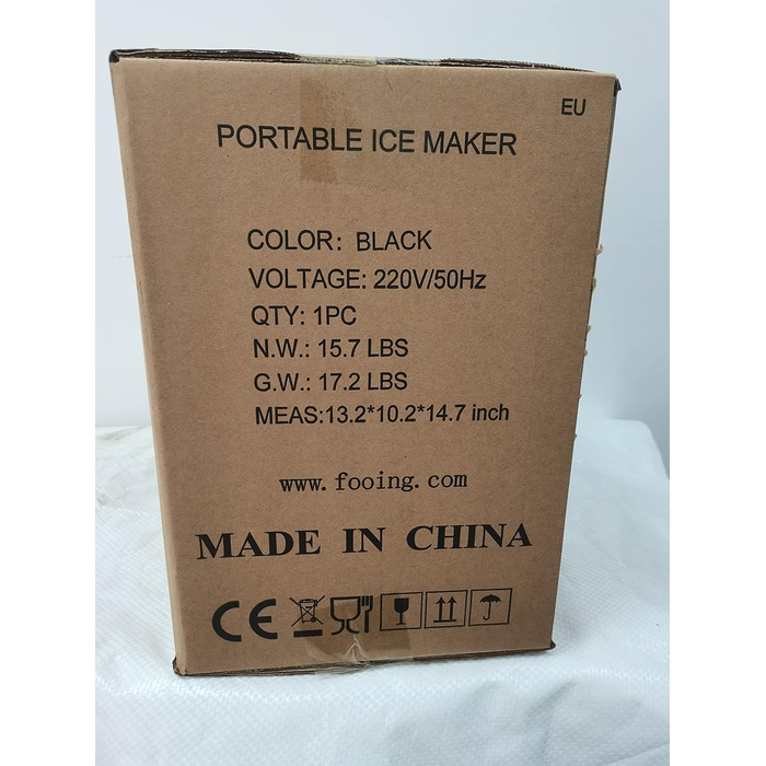 Машина для виробництва кубиків льоду FOOING Льодогенератор Кубик льоду готовий за 6 хвилин 2-літровий льодогенератор з лопатою для льоду та кошиком Світлодіодний дисплей Машини для кубиків льоду для домашнього бару Black