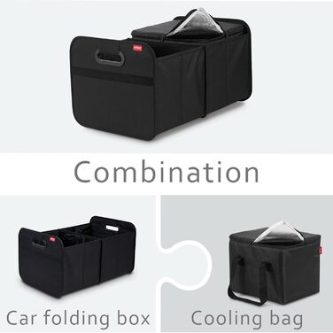 Складана коробка Achilles для автомобіля з охолоджувальною вставкою, складна коробка-холодильник, органайзер для багажника, сумка для багажника з функцією охолодження, складна коробка-холодильник, кошик для покупок, складаний кошик чорного кольору