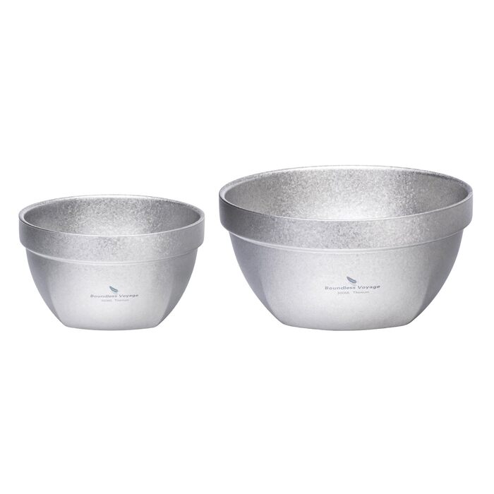 Двостінні титанові миски 500 мл та 800 мл вівсянка, рис, суп, миска, надлегкий портативний посуд для кемпінгу на свіжому повітрі (сріблястий) Ti1163T 500 мл 800 мл сріблястий Ti1163T
