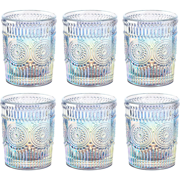 Мл Rainbow Water Glasses - Окуляри-тумблери Барвистий набір з 6 шт. - Шиммерні склянки для пиття Романтика для води, напоїв, кокте