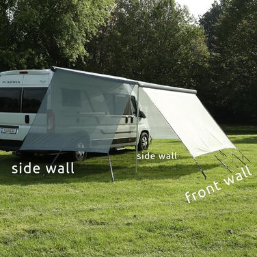 Ваш комплект бічних блокувальників GEAR Capri - 2-кратна вітропроникна боковина для тенту, захисту від сонця та спеки