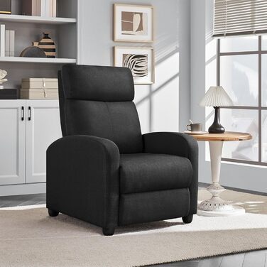 Крісло для телевізора Lounge Крісло-реклайнер з функцією відкидання М&39яке крісло з лляною тканиною Регульоване одномісне крісло Вітальня Спальня Домашній кінотеатр Чорний лляний