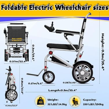 Електричні інвалідні візки для дорослих CXYTX для літніх людей, 13 миль довгого діапазону подорожей, моторизоване інвалідне крісло з безщітковим двигуном 400 Вт, портативні розумні електричні інвалідні візки для подорожей і подорожей