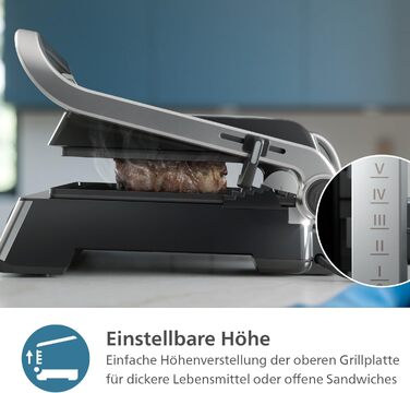 Контактний гриль Philips антипригарне покриття, регулювання температури 60C200C, розкладний корпус 180