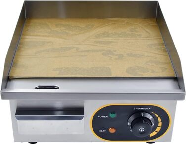 Електрична гладка сковорода, професійний гастроелектричний гриль Електрична плита для гриля з чавунною поверхнею гриля 35.5 x 30 см 1500 Вт для ресторанів, кухні, комерційних, побутових тощо. 36 x 38 x 20 см