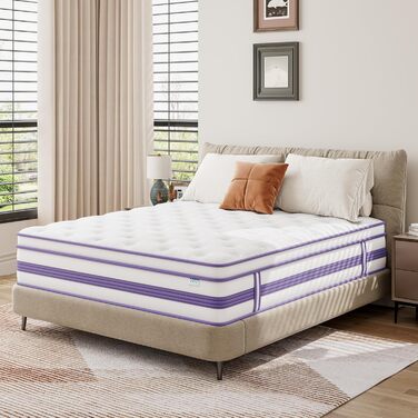 Матрац 180x200 см, висота 30 см, H3, сертифікований Oeko-TEX, гібридний гелевий пінопласт з ефектом пам&39яті, пружинна основа у формі кишенькової сітки, повітропроникний, середньої жорсткості, для зняття тиску, матрац у формі бочки з пружинами у формі ки